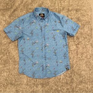 RSVLTS x Jurassic Park Blue “Mr DNA” Cartoon Print Men's Shirt